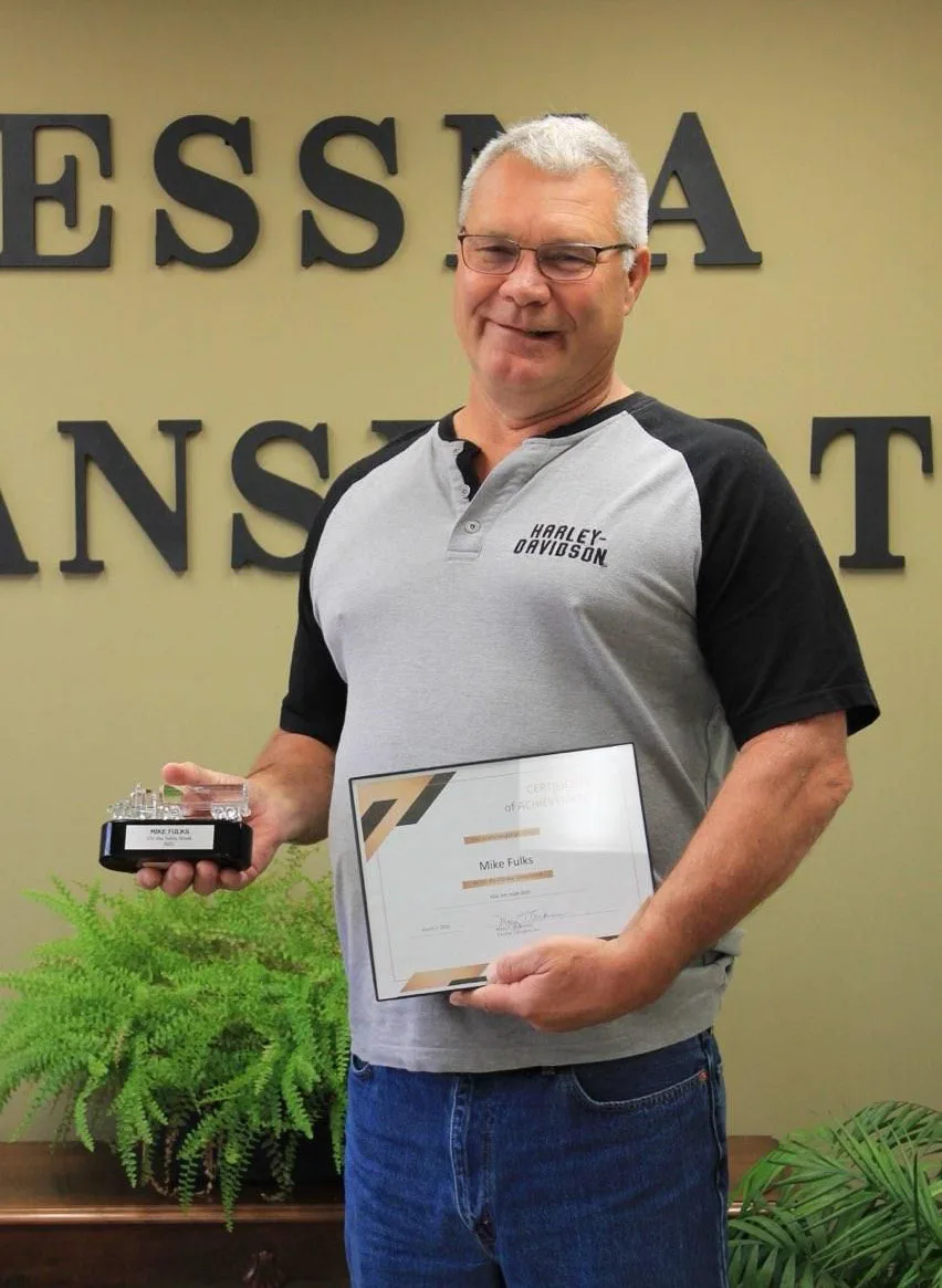 Our driver Mike Fulks received a safety award on Saturday, March 6, 2026 for having a safety streak of 232 days in 2025. Thanks for all you do, Mike!
